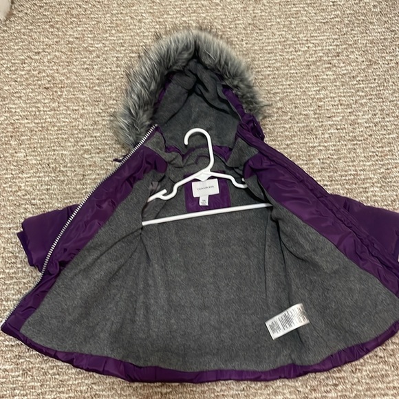 Ck Baby Girls Aerial Longline Faux Fur Hooded Jacket - Picture 6 of 7